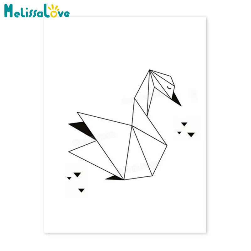 Новый дизайн стены Стикеры геометрической формы в виде красивого лебедя