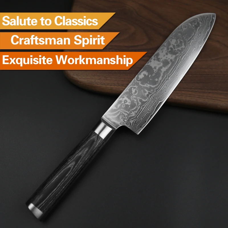 XINZUO 7 дюймов нож Santoku 67 слой Китай нож шеф-повара Дамасская нержавеющая сталь Профессиональный кухонный нож с деревянной ручкой Pakka
