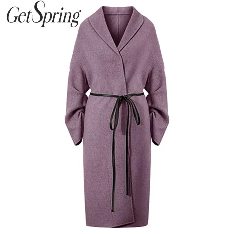 Getвесеннее Женское пальто с рукавами летучая мышь длинные шерстяные черные серые