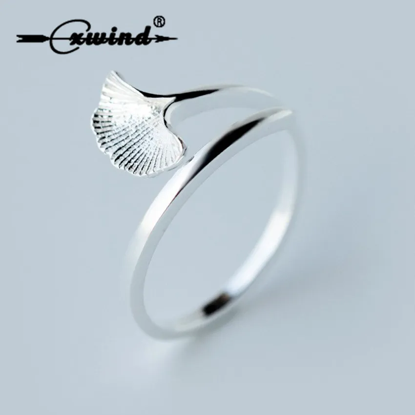 Cxwind гингко лист Форма кольцо палец открытый дизайн оболочки кольца с листьями