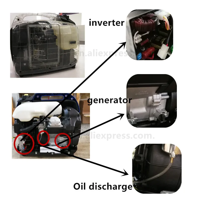 1000W 52cc 120V/230V Large Capacity Steady Output Low Noise Light Weight Easy Operation Small Portable Inverter Gas Generator