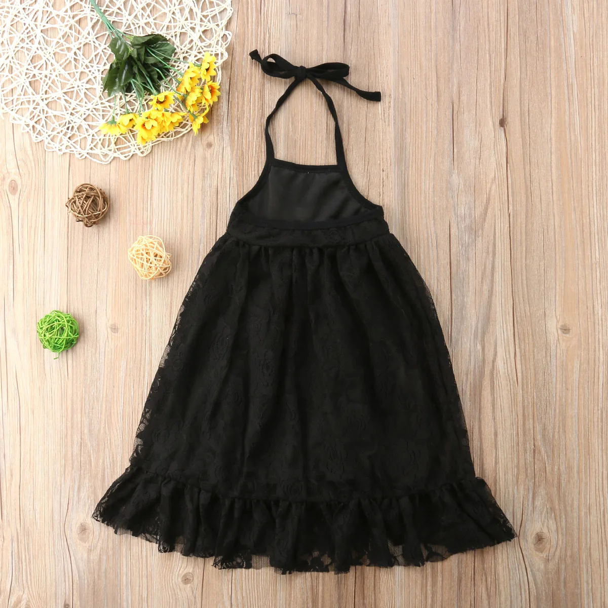2018 Brand New Summer Toddler Infant Kid Baby Girl Pageant Princess Backless Solid Lace Strap Dress Maxi Sundress 1-7T | Детская одежда