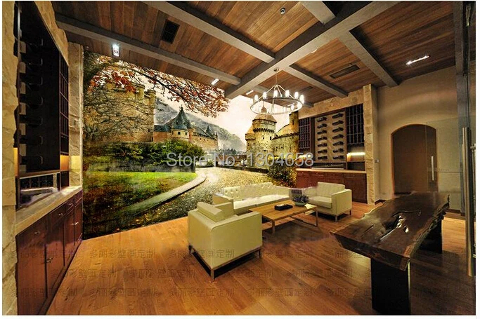 Настенные 3D обои на заказ в стиле ретро европейские здания Париже кофейная зала