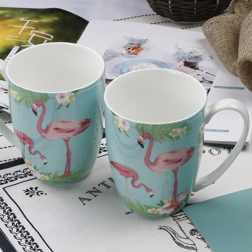 

Ceramic Mugs Porcelain Coffee Pink Mug Tea Milk Cup Flamingo Cups Creative Couple Gift