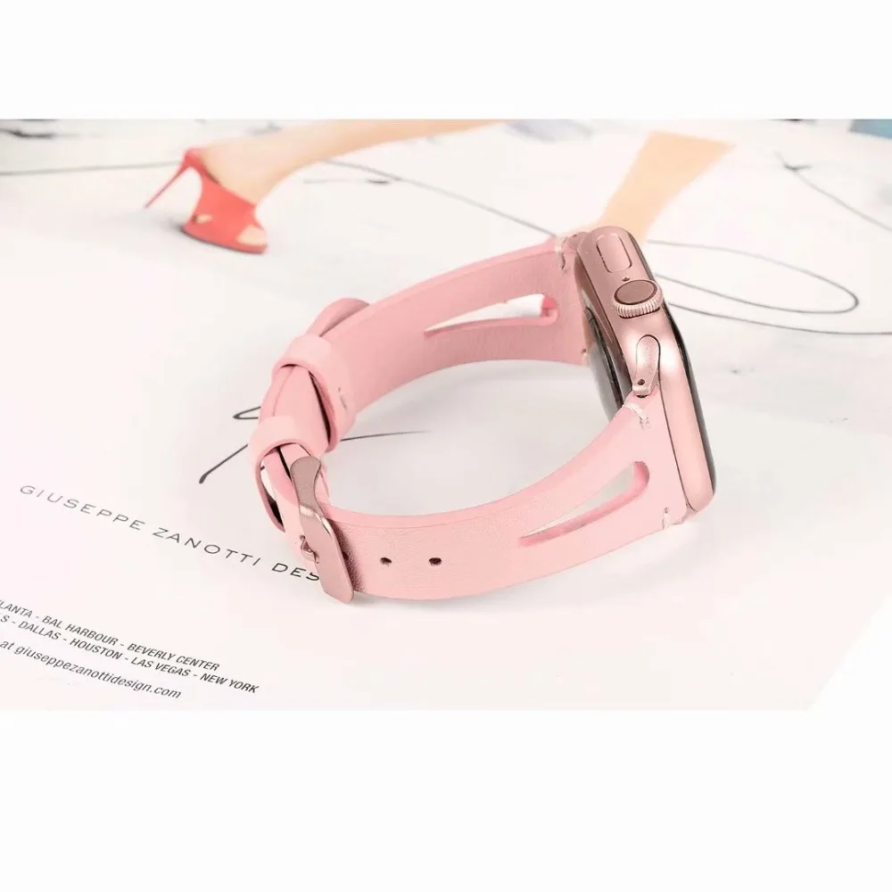 Узкая петля для Apple Watch кожаный ремешок 40 мм 44 мм для iwatch 38 мм 42 мм ремешок серии 5 4 3 2 1