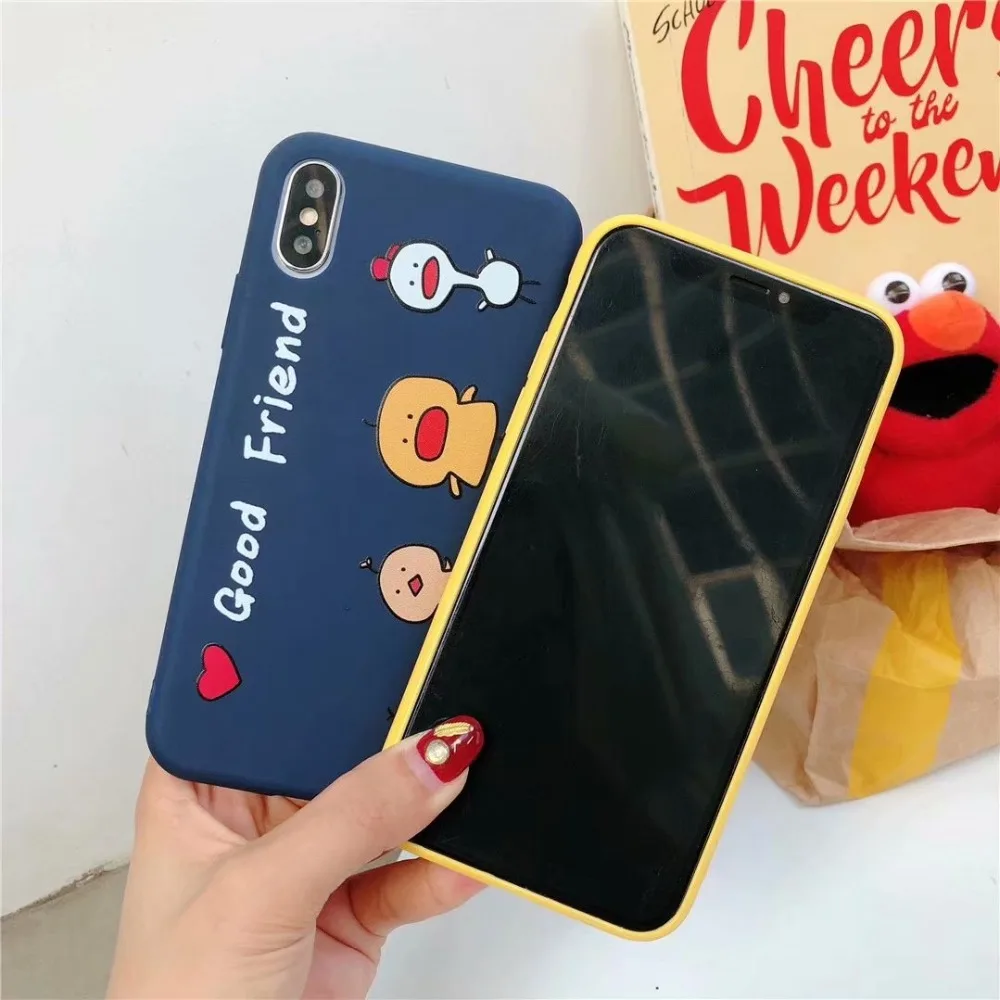 Boucho ТПУ чехол для телефона iPhone X милый мультфильм утенок цыпленок s 8 7 6 6S плюс