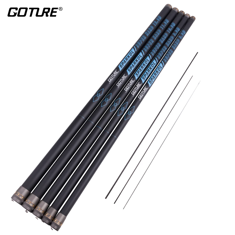 Goture SPARKOL супер жесткая телескопическая удочка 8 м-12 м 2/8 мощная Удочка из углеродного волокна для пресной воды, 1 шт./лот+ 3 наконечника