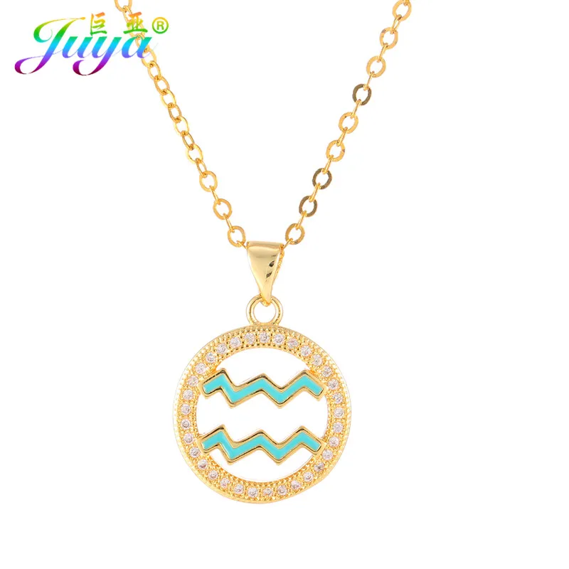 New Year's Gift Micro Paved Zircon Sagittarius Symbol Suspensions With Gold Chains Zodiac Constellation Pendant Necklace | Украшения и