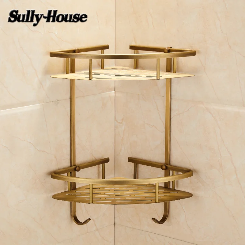Античная латунная угловая корзина Sully House для ванной комнаты бронзовые