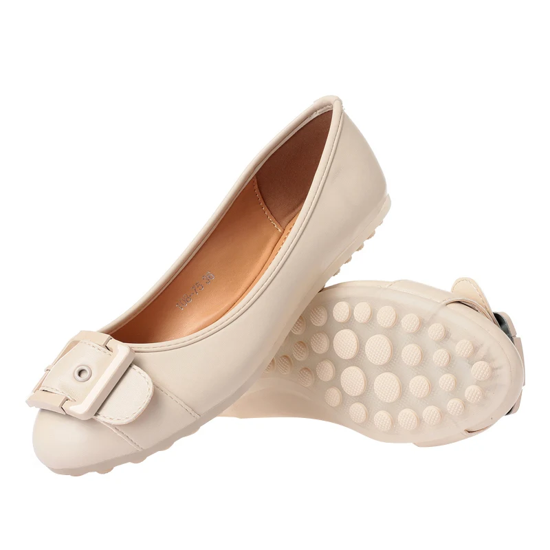 

MVVJKE Elegant Buckle Belt Flats Woman Ballet Flat Loafer Shoes OL Comfort Office Flat Shoes Slip On Casual Driving ShoesE246