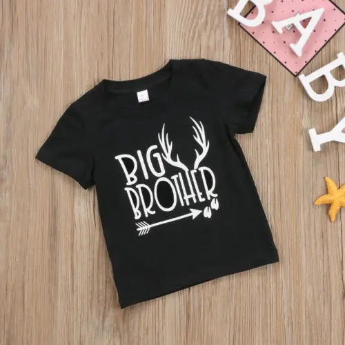 PUDCOCO Baby Letter Romper Boy Tshirt Newborn Kids Family Matching Little Big Brother T-shirt Top 0-6T |