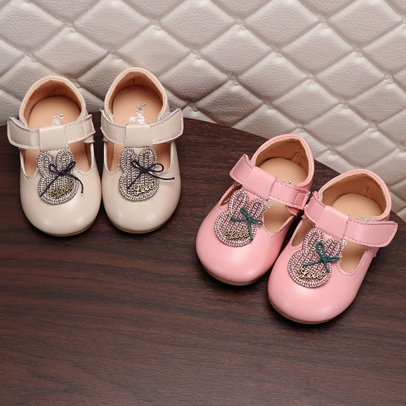 Кожаные туфли для новорожденных девочек с мультяшным принтом принцессы