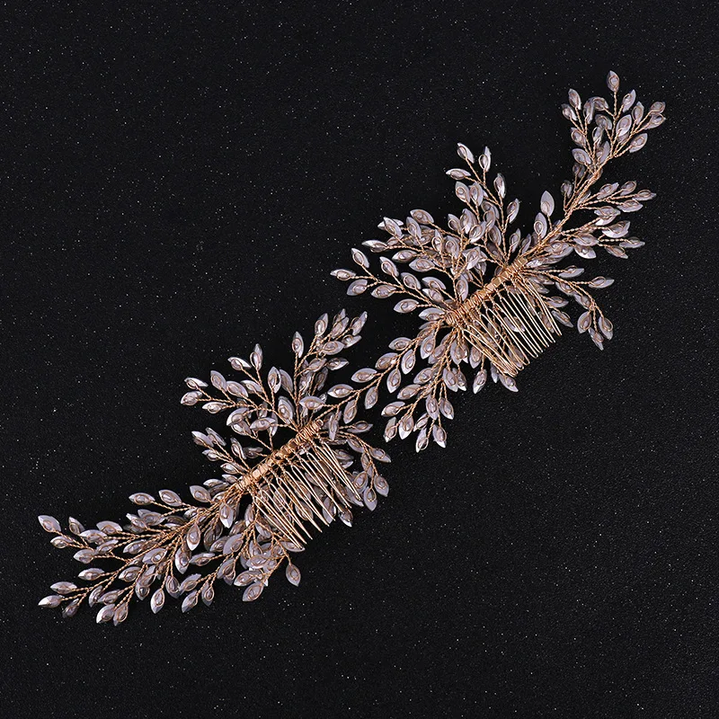 Гребни невесты для волос с двойной Стразы роскошная тиара ручной работы