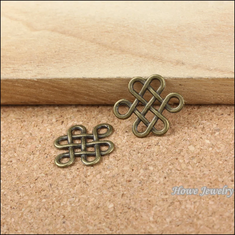 96 шт. качественная Античная бронзовая ажурная подвеска с китайским узлом сплав