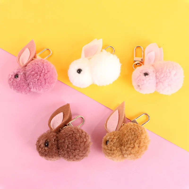 Милый мультяшный плюшевый кролик брелок для женщин миниатюрная Яркая Цветная