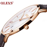 hot sale men sports watches olevs luxury brand mens quartz analog display date watches casual genuine leather swim watch thin