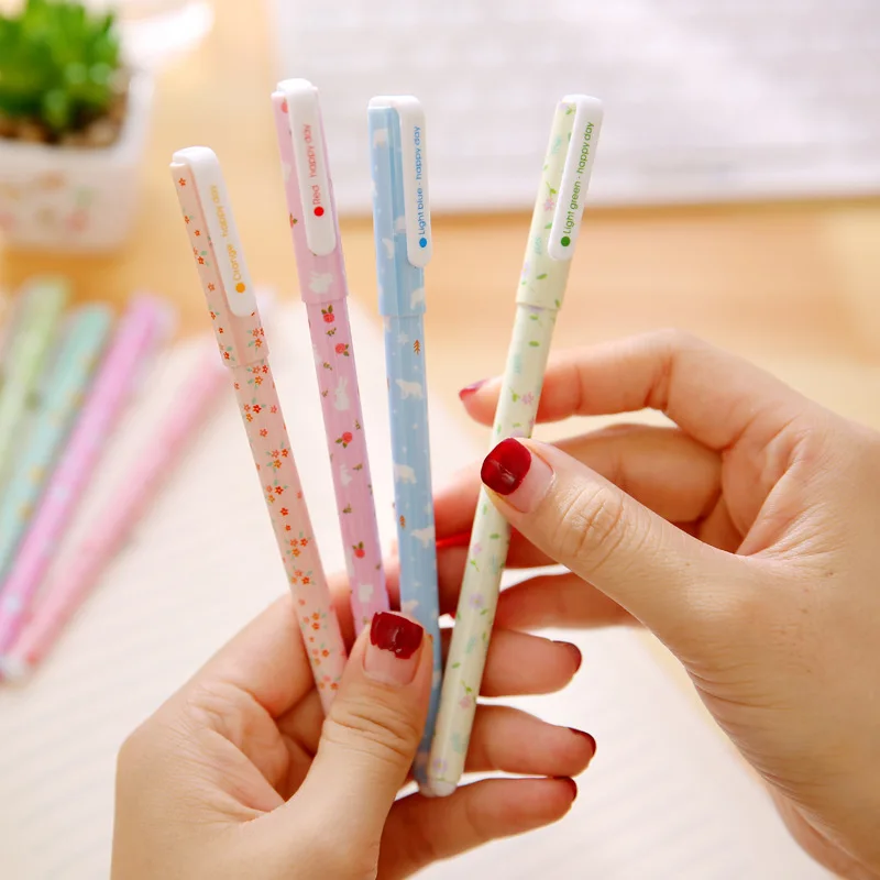Горячая распродажа 10 шт./компл. набор гелевых ручек для цветов Kawaii школьные