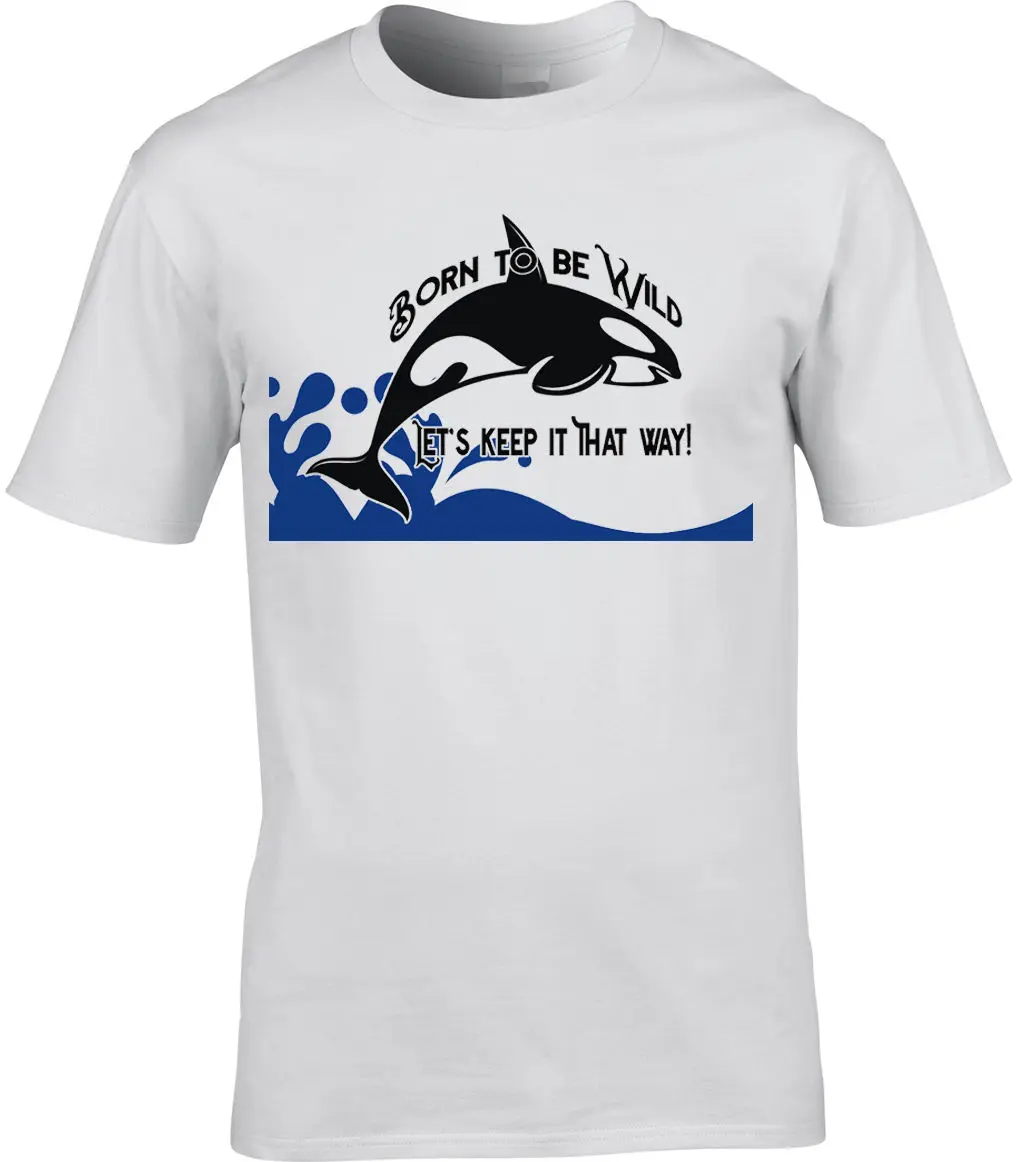 Orca Killer Whale Born To Be дерзкая рубашка Tilikum дикая природа море Freedom|Мужские футболки| |