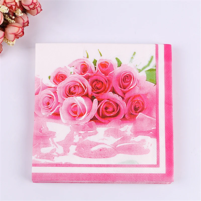 Салфетки для салфеток салфетки с рисунком полотенце розовыми розами декупажа