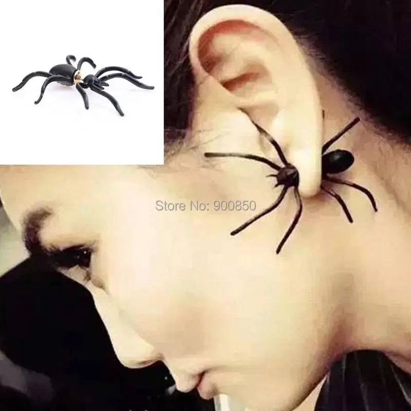 Серьги гвоздики в стиле панк с пауком для мужчин и женщин украшения покрытием из