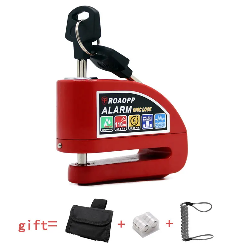 R Lock Set Nuoxintr 110дб мотоциклетная сигнализация замок мотоцикл Противоугонная сигнализация колеса дисковый тормоз Безопасность Сирена замок для Harley YAMAHA - Цвет: R Lock Set