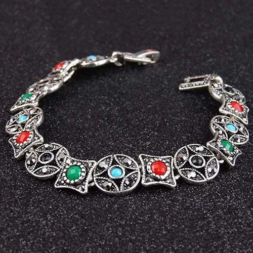 Женский Браслет манжета в стиле бохо ретро круглая монета ромбовидная форма