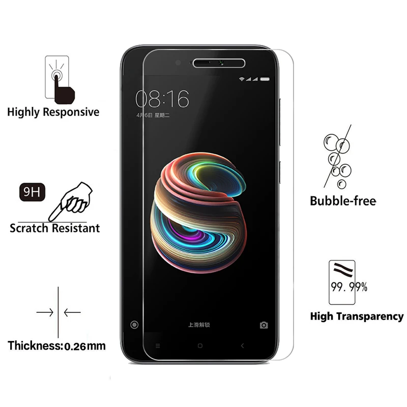 9H устойчивое к царапинам закаленное стекло премиум класса для Xiaomi Mi 5X 6X A1 A2 Redmi 5A 5
