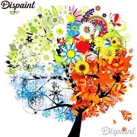 dispaint full squareround drill 5d diy diamond painting four season tree embroidery cross stitch 3d home decor gift a10352