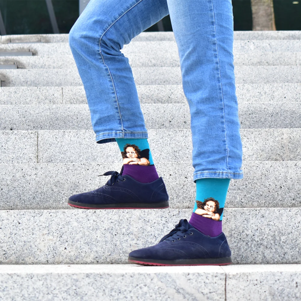 Горячая Распродажа, повседневные мужские носки, мужские носки, новые осенние и зимние носки, серия масляной живописи, мужские хлопковые носки для отдыха