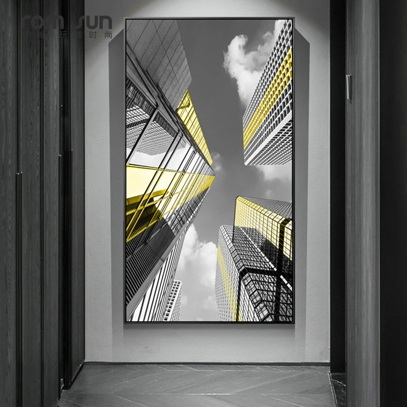 HD Современный Черный Белый Золотой пейзаж города мира холст искусство для