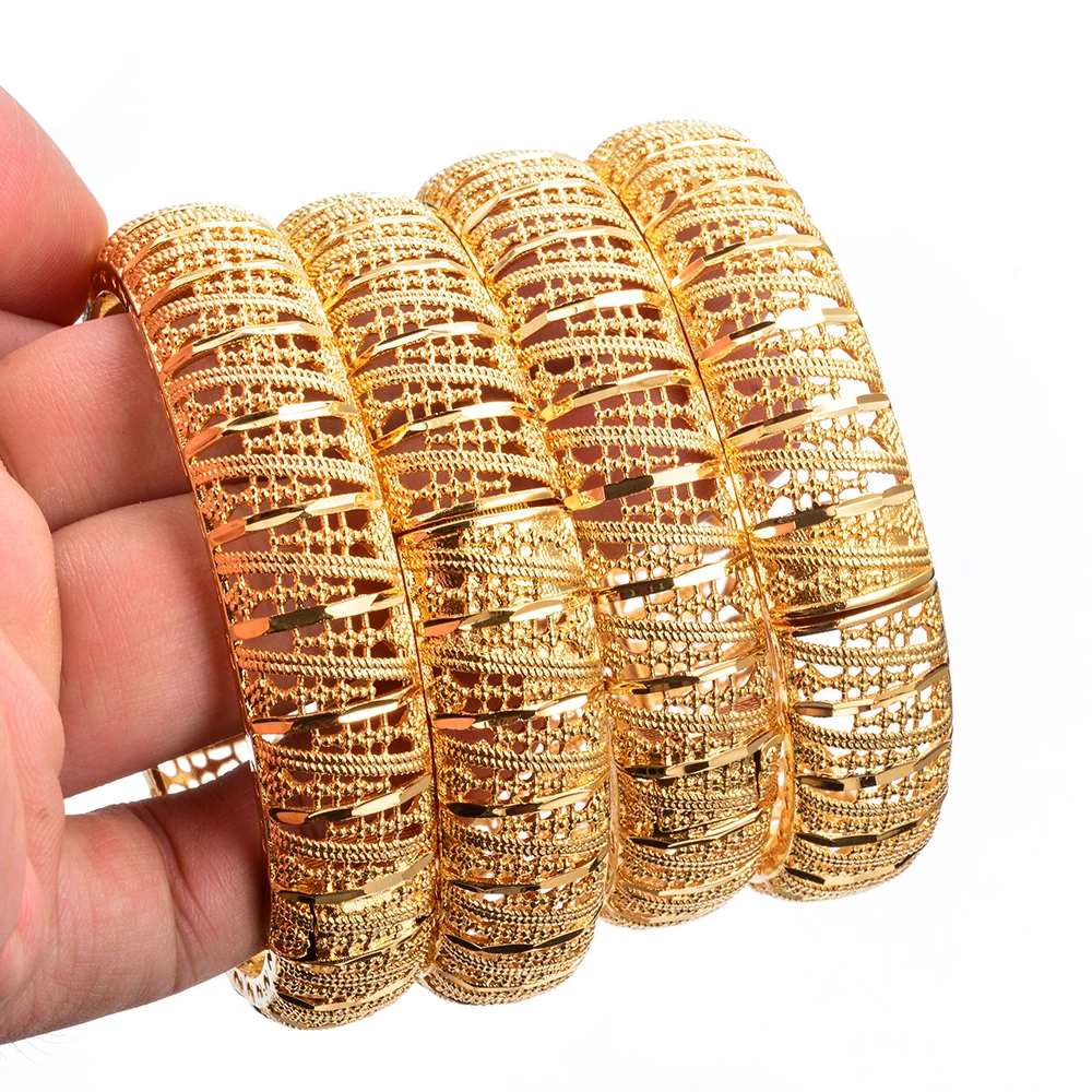 WANDO 4 шт./лот Эфиопский браслет золотого цвета для женщин свадебный невесты Дубая