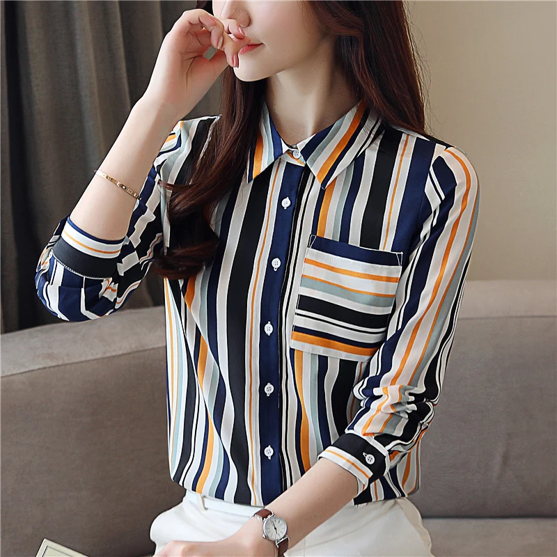 Женские топы и блузки шелковая блузка корейские женские рубашки с длинными