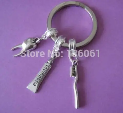 Винтажный серебряный брелок для ключей Инь Янь лошадь жевательный знак зубная