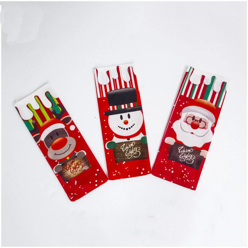 

5pcs/lot Creative Christmas Wine Bottle Cover Gift Bag Cartoon Cute Santa Claus Bottle Bag Christmas Party Decoration