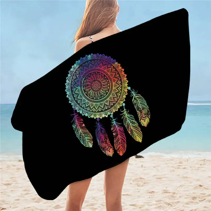 whole Постельное белье Outlet Dreamcatcher банное полотенце для ванной комнаты из микрофибры Мандала пляжное полотенце Boho прямоугольное женское черное одеяло 75x150 см - Цвет: whole