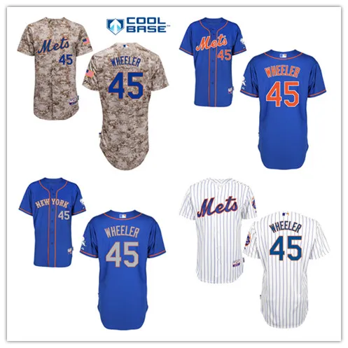Мужская нью йорк метс 45 зак уилер бейсбол джерси сшитые надписи и нумерация