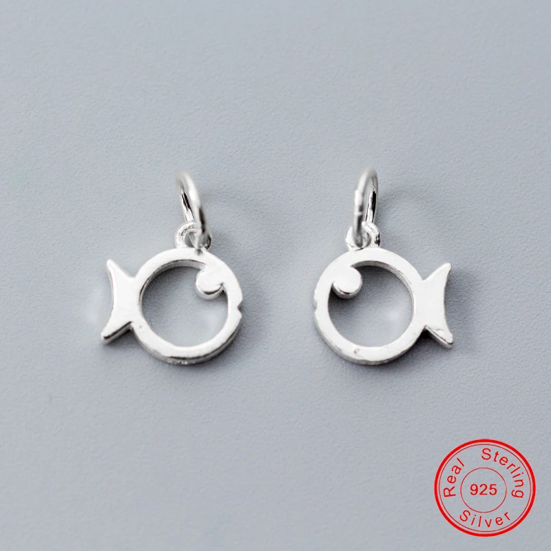 

UQBing 10.5*10*1.8mm 925 Sterling Silver Hollow Mini Fish Charms For Women DIY Jewelry Making Findings Accessories