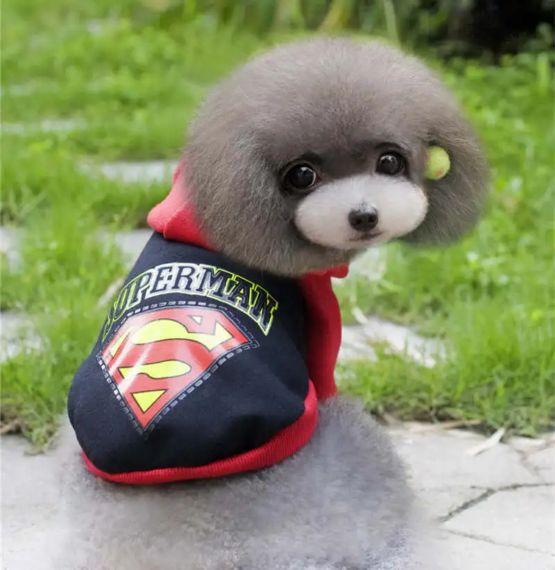 2015 худи для щенков одежда собак с Суперменом маленьких питомцев чихуахуа