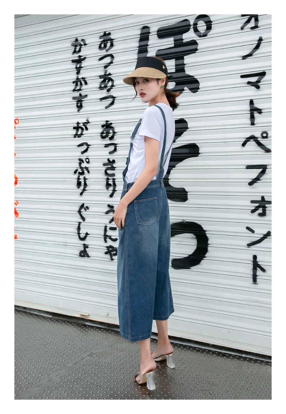 Harajuku длинная джинсовая юбка женская весна лето передний карман задний разрез прямые джинсы комбинезоны повседневные Большие размеры комбинезон