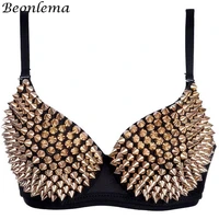 beonlema steampunk accessories rivet bar corset gold silver bra push up bustier sexy top women clubwear hot lingerie