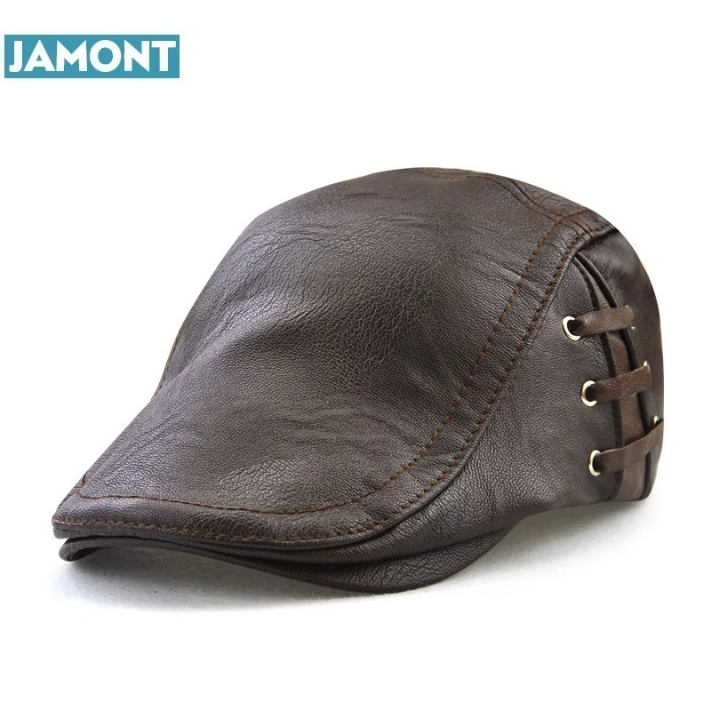 Кепка JAMONT из искусственной кожи унисекс берет с плоским козырьком 3 однотонных