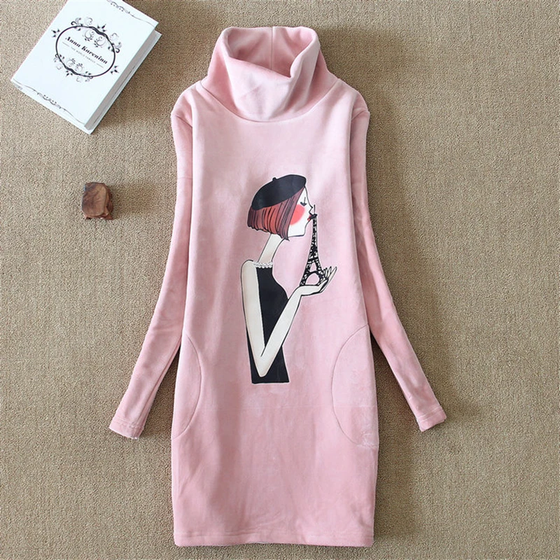 Женская футболка с высоким воротом осенне зимний свитер средней длины толстым