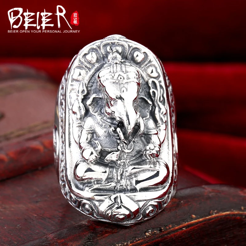 

Beier sterling jewelry 2015 domineer Thailand four hands elephant man ring D1014