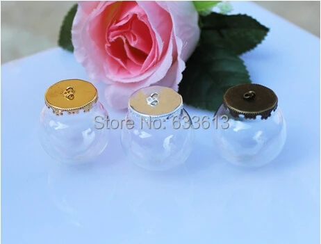 

Sale Free ship!!! NEW 20sets/lot 25*15mm glass globe silver golden bronze base findings set glass bubble DIY vial pendant