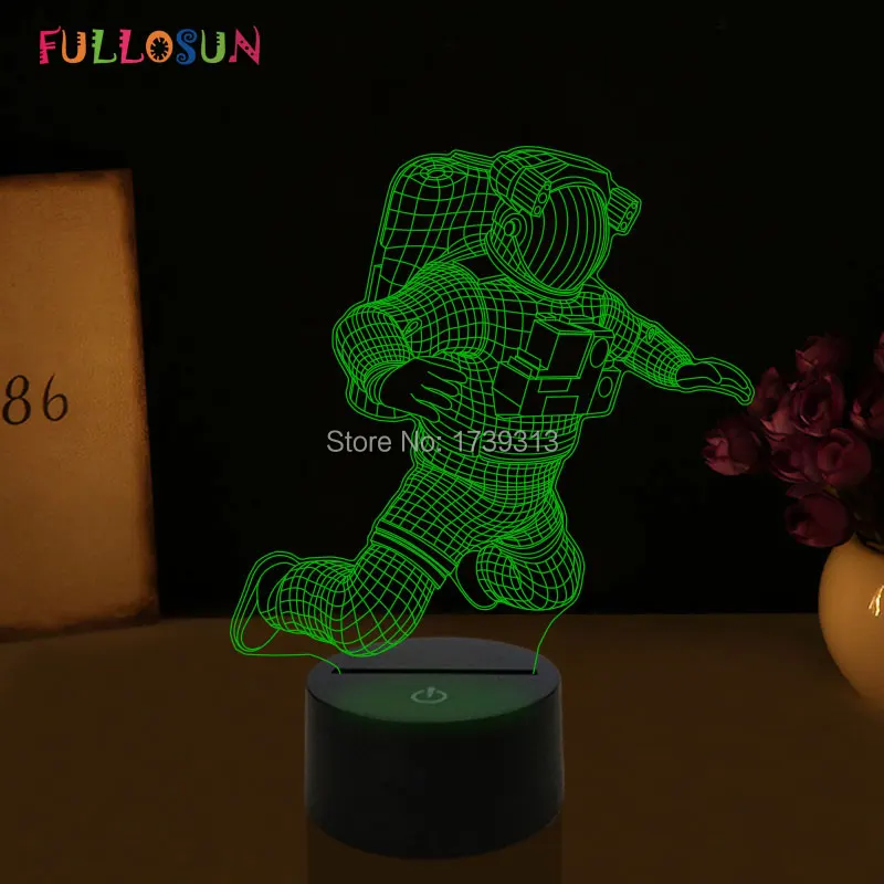 Ночник с 3D космонавтом, 7 цветов, светодиодный, иллюзионный, визуальный, Ночной светильник, для детской спальни, украшение, спальный светильник