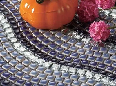 Синяя градиентная керамическая мозаика в форме волны смешанные кристаллы