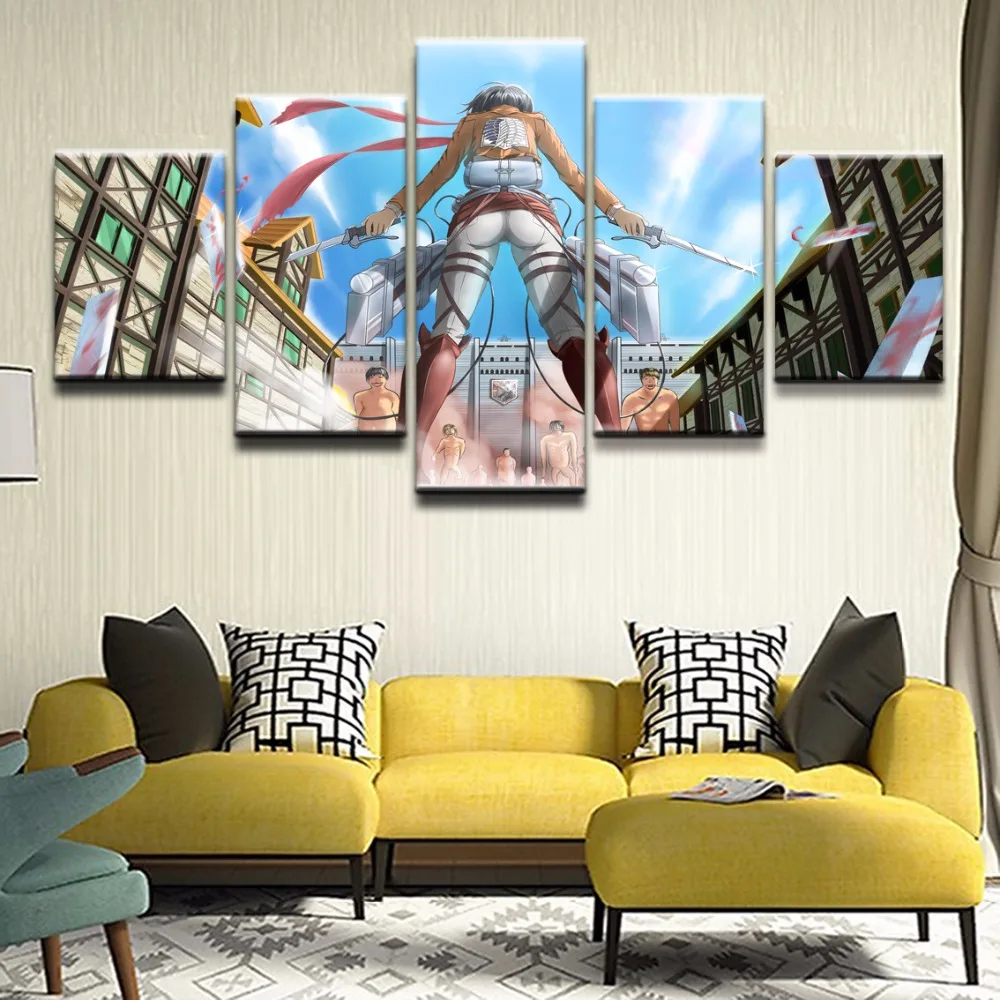 Картина на холсте домашний декор картины 5 шт. атака Титанов анимация настенные