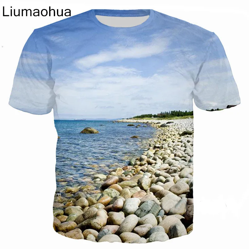 Liumaohua хипстер природа голубое небо пляж камни 3D принт Мужская/женская футболка