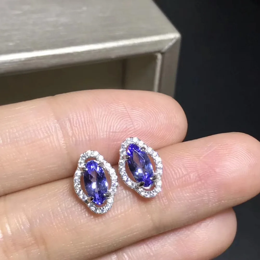 Женские серьги из серебра 925 пробы с танзанитами|tanzanite silver earrings|jewelry earringsjewelry earrings |