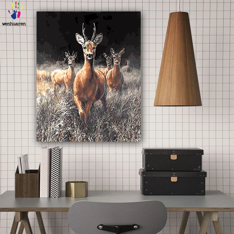 DIY картинки для раскраски по номерам с цветами Sika deer40x0 картина для рисования по номерам в рамке для дома